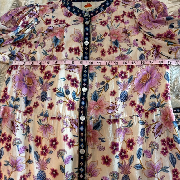 Farm Rio Superbloom Belted Puff Sleeve with a fabric & beaded belt size medium - Picture 12 of 14